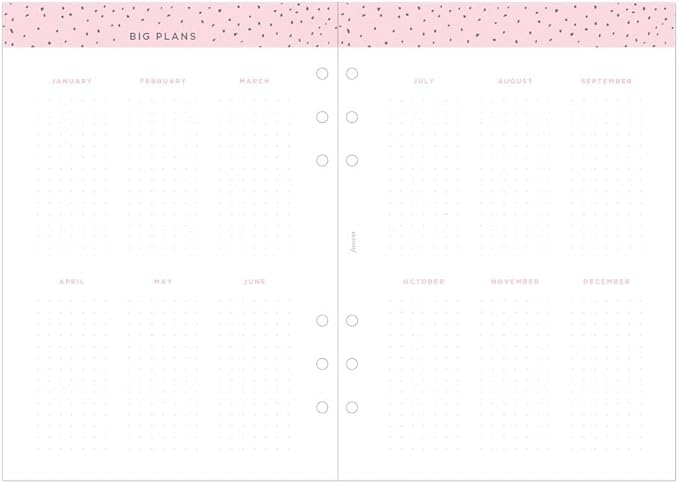 Filofax Calendar Diary Refill, A5 Size, Week-to-View, Confetti Minimal Diary Pack, Multilingual: Five Languages, 2026 (C68591-26)