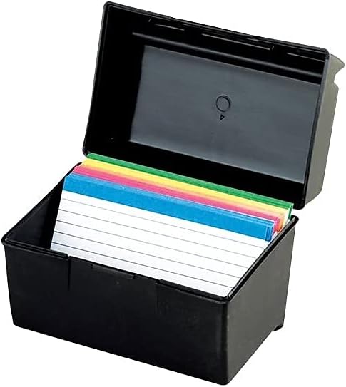 Oxford Plastic Index Card Box, 4 x 6 Inches, 400 Card Capacity, Black (01461)