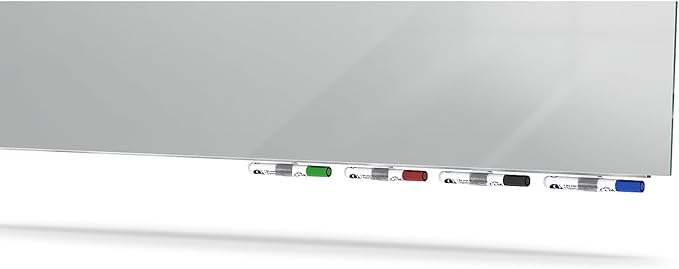 Aria 2'H x 3'W Magnetic Low Profile 1/4" Glass Whiteboard - Horizontal Gray - 4 Rare Earth Magnets, 4 Markers and Eraser