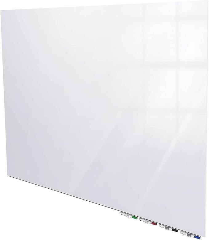 Aria 2'H x 3'W Low Profile 1/4" Glass Whiteboard - Horizontal White - 4 Markers and Eraser