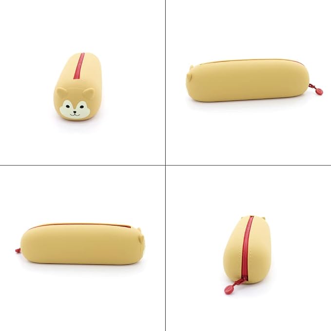 LIHIT LAB PuniLabo Zipper Pen Case/Pouch, Horizontal, 2.5" x 7.9", Penguin (A7781-10)
