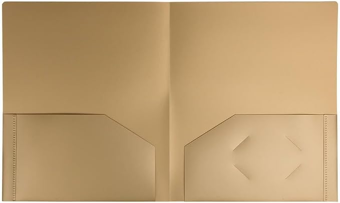 JAM PAPER Heavy Duty Plastic 2 Pocket Extra Tough School Folders - Gold - 12/Pack
