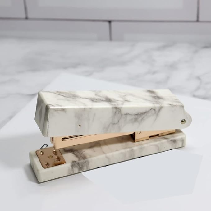 Desk Stapler Office Metal Classic Desktop Stapler Heavy Duty with 20 Sheets Capacity Marble Texture Easy to Load Ergonomic Stapler School Supplies (Color : B)