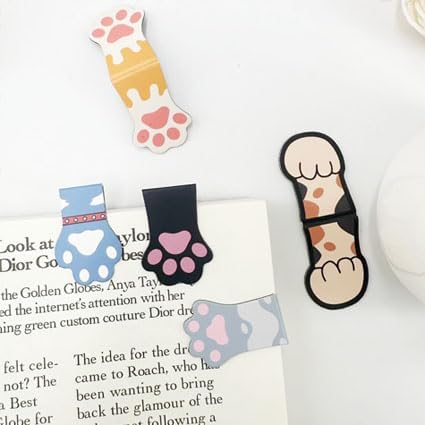 Cute Cat Paw Magnetic Bookmarks, 5 PCS Magnetic Cute Bookmark for Teacher, Women & Kids - Cat Paw Design (5 Cloros-2.0)