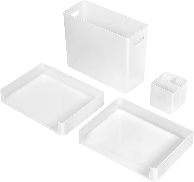 Sorbus Desk Organizer Set for Office Supplies & Home Accessories, Paper File Organization Box, Stackable Letter Tray, File, Pen Organizers, Great for Desktop, Workstation, Classroom, Plastic
