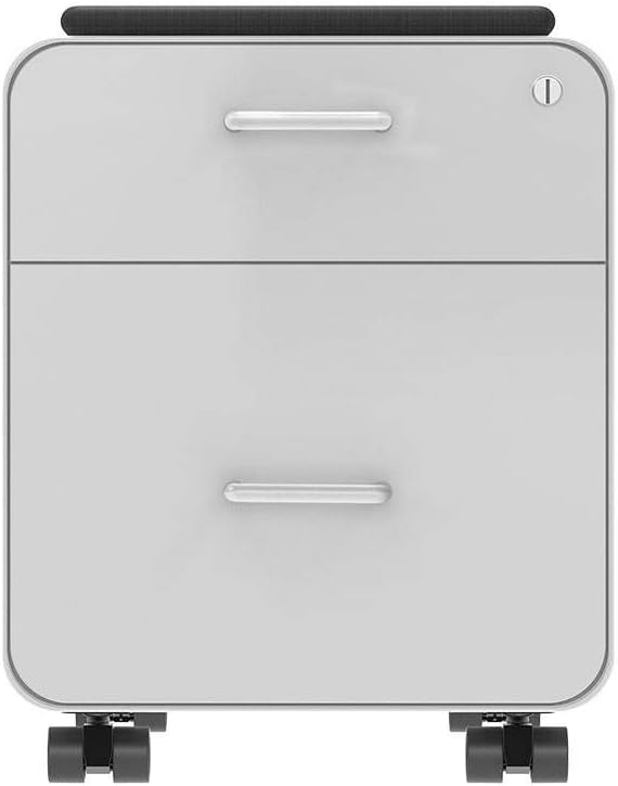 Monoprice Round Corner 2-Drawer File Cabinet - White, Lockable with Seat Cushion - Workstream Collection (137881)