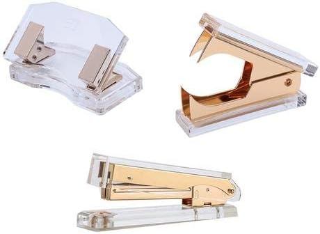 Draymond Story Acrylic Gold Punch & Stapler Combos - 1) Curved Hole Punch 1) Stapler 1) Staple Remover