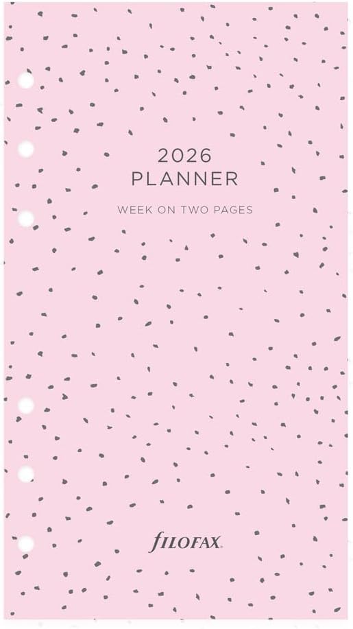 Filofax Calendar Diary Refill, Personal/Compact Size, Week-to-View, Confetti Minimal Diary Pack, Multilingual: Five Languages, 2026 (C68491-26)