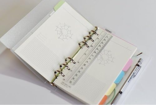 hwojjha 2Pcs Black/Clear Plastic Page Marker Pouch Pagefinder Measuring Today Ruler for A5 Size 6-Hole Binder Notebook (A5, Black + Clear)