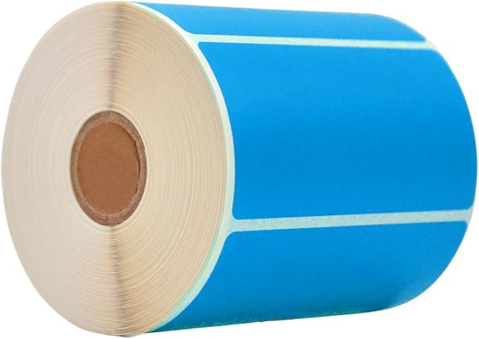 WOD Sky Blue Direct Thermal Label Rolls - 4 x 2 inch, 725 Nametag Stickers per Roll, Permanent Adhesive for Color Coding, Labeling, Inventory Management at Home, Business, and Classroom.