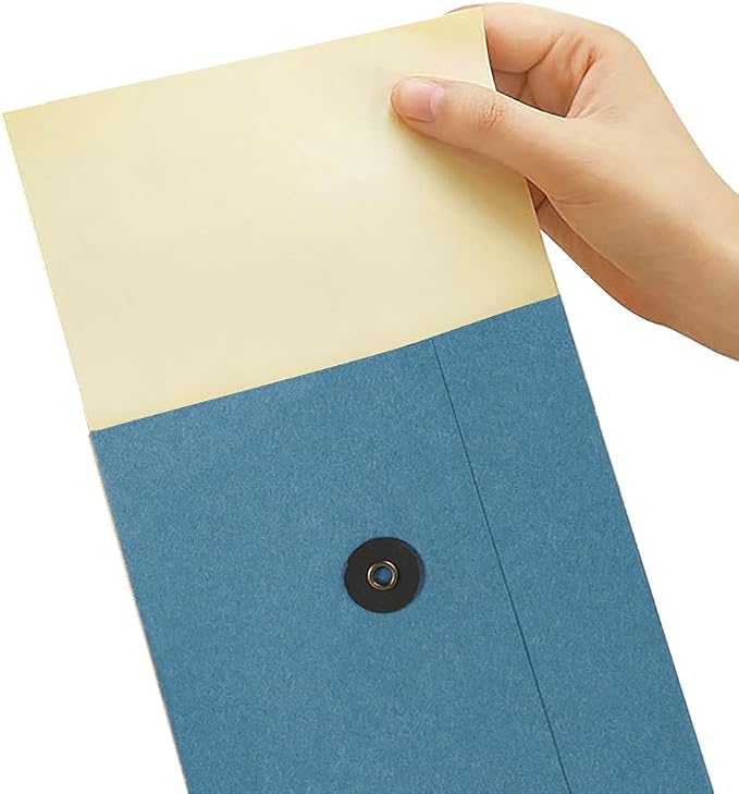 10 Pcs Vintage Kraft Paper File Folder Thickened A5 Filing Envelope Project Photo Pockets Reusable Document Wallet Bag with String Tie Closure for Office Home