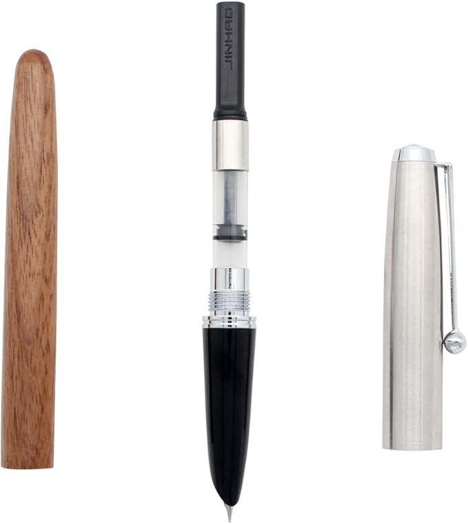 Gullor Jinhao 51A Stainless Steel Cap Transparent Pen Pen Set Stationery School Office Supplies Stationery Gifts, EF Nib.