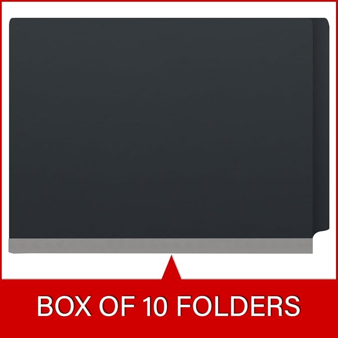 Pressboard Classification Folders, Full Cut End Tab, Letter Size, 2 Dividers, Black (Box of 10)