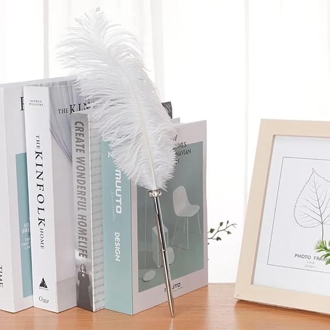 Pink Stainless Steel Feather Pen Wedding Signing Pen Fancy Ballpoint Pen Vintage Signature Gift Writting for Home Office Party, Writing and Correction Supplies, Decorations