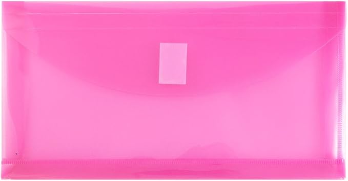 JAM PAPER Plastic Expansion Envelopes with Hook & Loop Closure - #10 Booklet Wallet - 5 1/4 x 10 with 1 Inch Expansion - Assorted Colors - 12/Pack