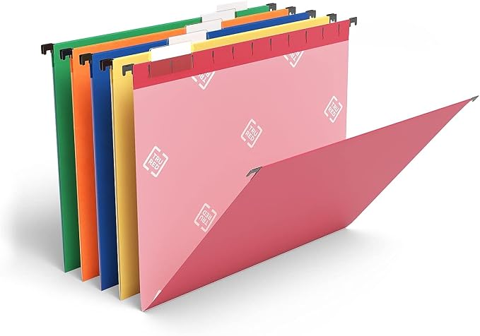 Staples Hanging File Folders, Letter Size, 1/5‑Cut Tabs, Assorted Colors, Includes Adjustable Tabs & Paper Inserts – 25/Pack