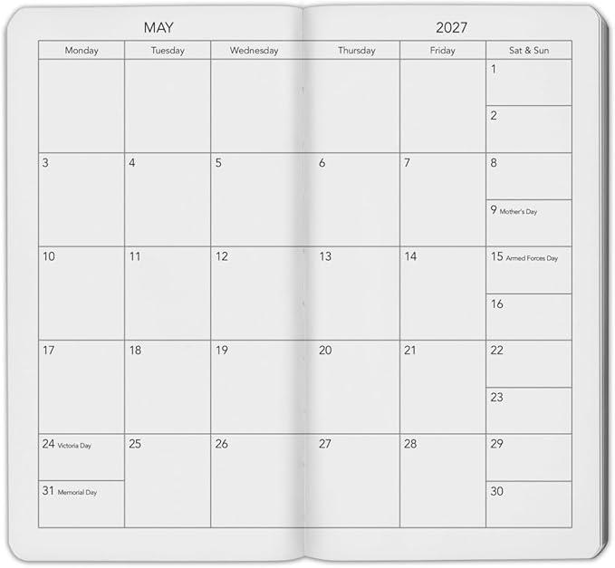 Harbor Pocket Weekly Monthly Planner 2027, Calendar Planner and Notebook, Durable Faux Leather, 192 Pages, Softcover & Book Bound - Leida Navy - 6x3.25"