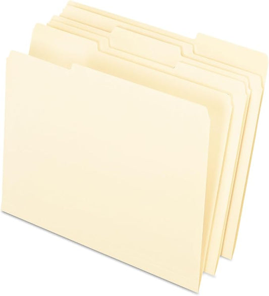 Pendaflex 421013 Interior File Folders, 1/3 Cut Top Tab, Letter, Manila 100/Box