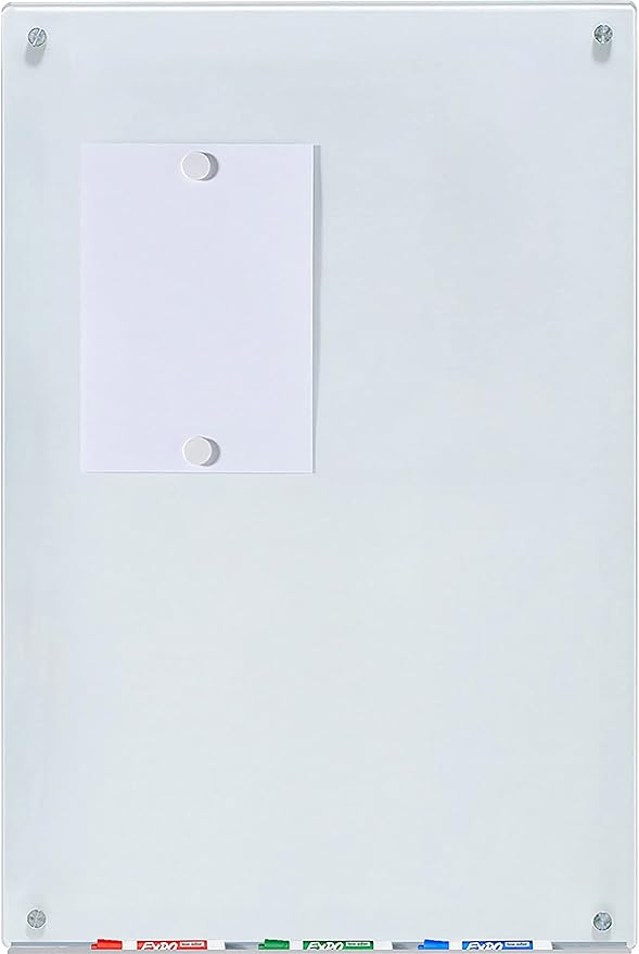 Audio-Visual Direct Magnetic White Glass Dry-Erase Board Set - 3' x 2' - Includes Magnets, Hardware & Marker Tray