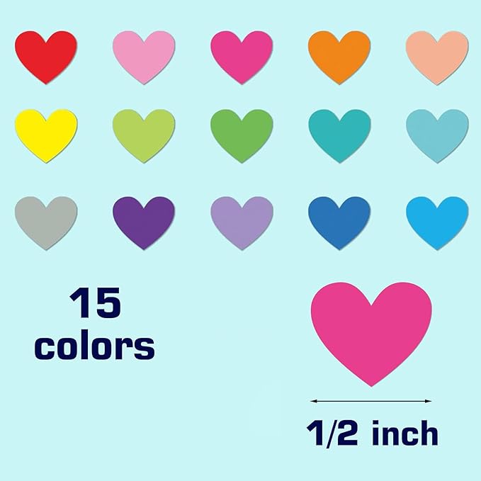 4500Pcs Small Heart Stickers for Student Reward, 20 Sheets 1/2" Tiny Love Shape Incentive Decal for School Gifts, Classroom Teacher Prizes，Student DIY Arts Crafts