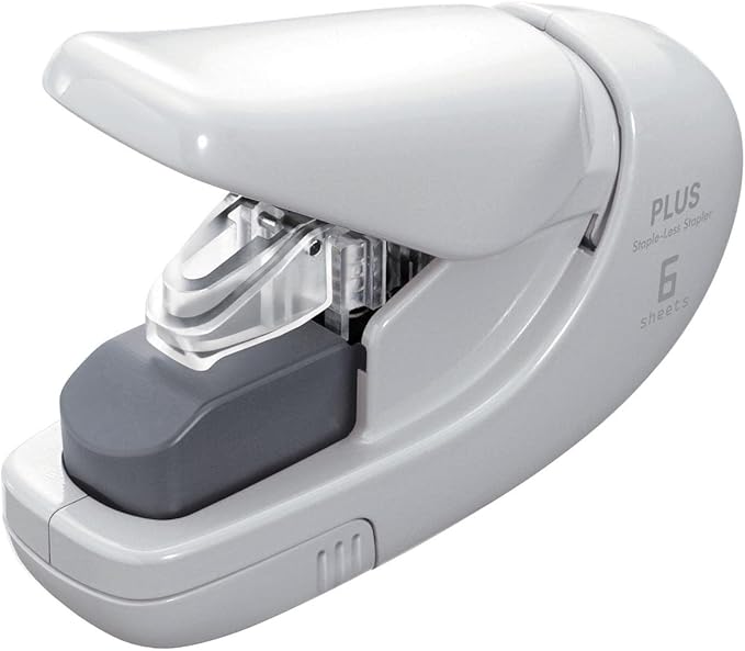 PLUS, Staple Free Stapler, Paper Clinch, 5 Sheet stapling Capacity, Japanese stapling Technology, White