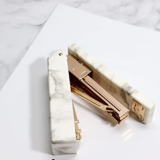 Desk Stapler Office Metal Classic Desktop Stapler Heavy Duty with 20 Sheets Capacity Marble Texture Easy to Load Ergonomic Stapler School Supplies (Color : B)