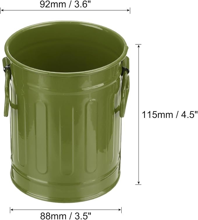 PATIKIL Barrel Pencil Holder, Metal Pen Holder for Desk Pencil Holders Cup Organizer with Handles Makeup Brush Holder Stationery Storage, Dark Green