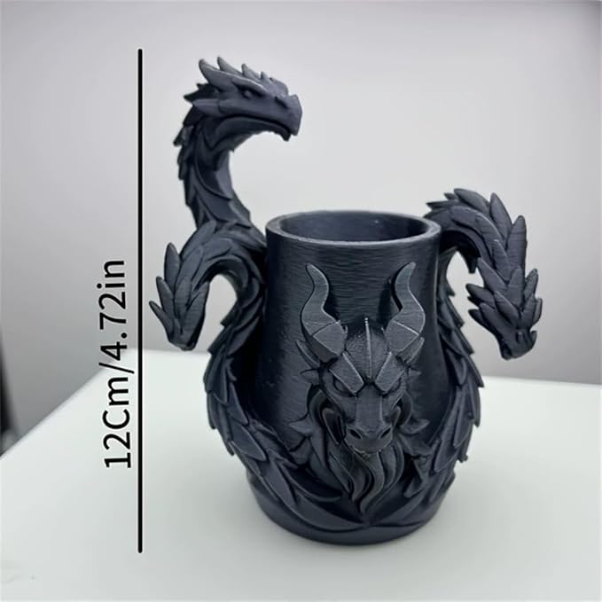 Mamarmot Gothic Three-Headed Dragon Makeup Brush Cup Storage Organizer, 3D Printed Cool Design, Office Supplies Desk Base, Desktop Decorative Holder for Men Women Gift (Three-Headed Dragon)