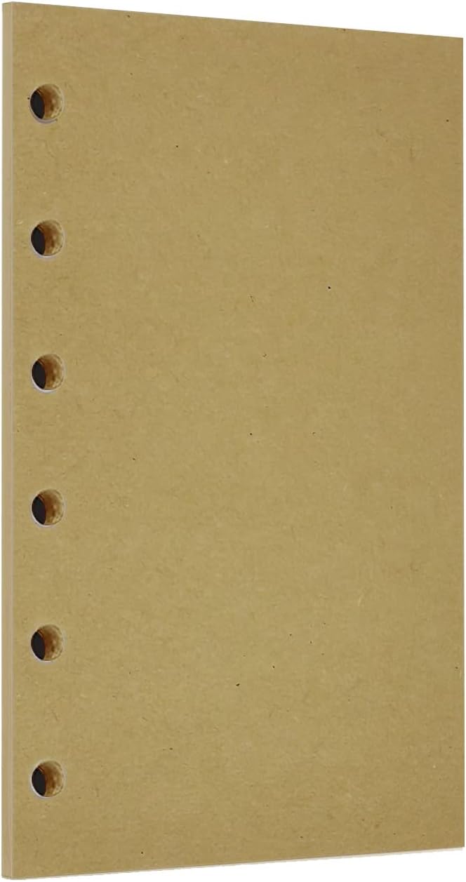 Zelten 1 Pack A7 45 Sheets/90 Pages Kraft Loose Leaf Punched Paper Refills Paper for 6 Hole Binder Personal Organizer Diary Notebook Refillable Planner