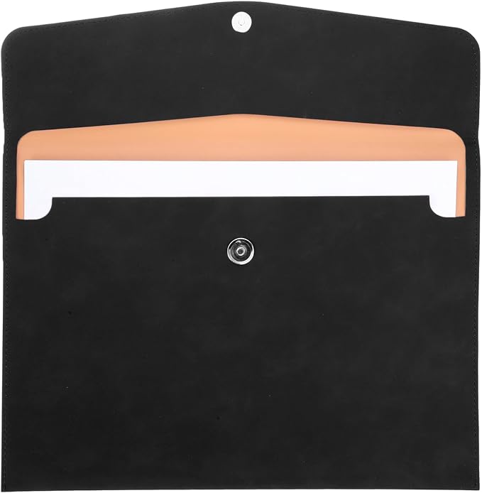 PATIKIL PU Leather File Folders, 7.9x10.6 A4 Document Holder Waterproof Envelope Folder with Snap Closure, Portable Portfolio Organizer Case for Paper Receipt, Black