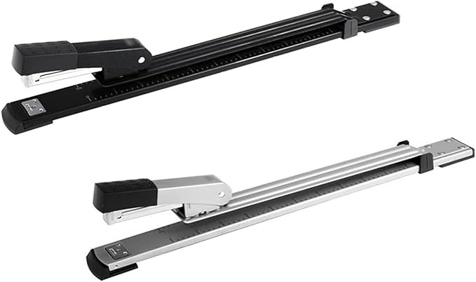 Liudan Stapler Long Reach Stapler Office Stapler Desktop Stapler 20 Sheet Capacity for Brochure or Book Binding Black and White Office Stapler