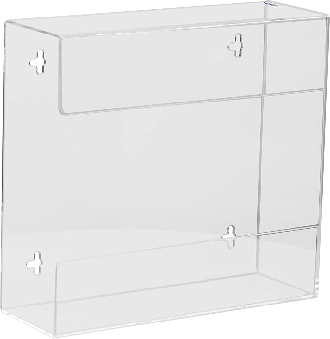Kantek Wall Mounted Acrylic Glove Box Holder Dispenser, Double (2) Box Capacity, for Use in Food Service, Healthcare, Hospitals, Restaurants, 10.3" x 3.8" x 10.7", Clear