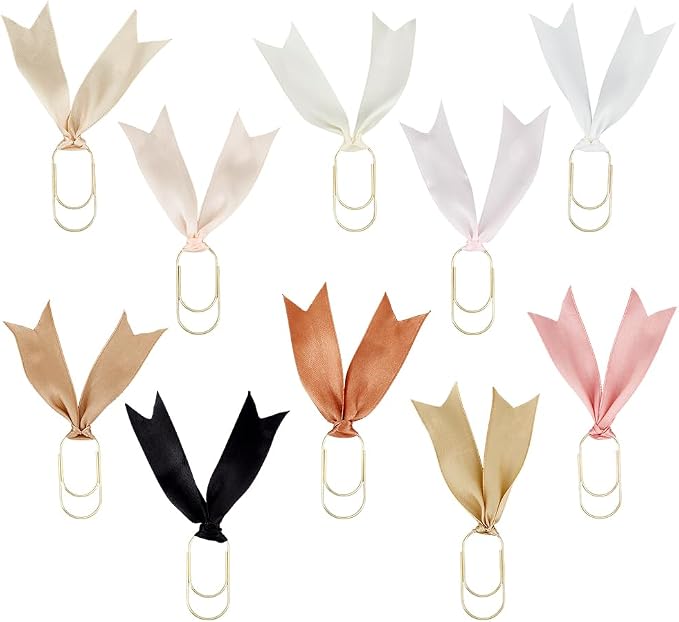 PH PandaHall 10pcs Ribbon Paper Clip, Colorful Planner Bookmark Ribbon Paperclips 1.95 Inch Large Paper Clips Metal Bookmarks Accessories for Back to School Office Teacher Students Book Notebook