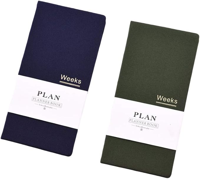 Undated Pocket Weekly Planner Schedule Organizer Agenda Year Month Week Plan A6 Notebooks (A6 undated planner Blue+Green)