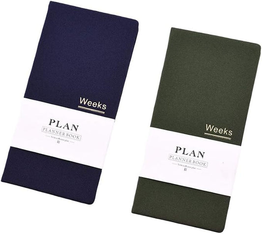 Undated Pocket Weekly Planner Schedule Organizer Agenda Year Month Week Plan A6 Notebooks (A6 undated planner Blue+Green)
