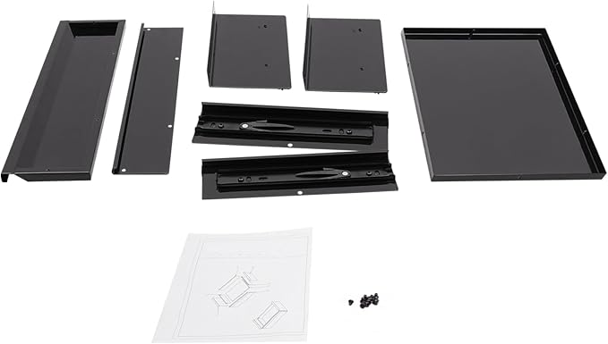 16 Inch Under Desk Mounted Sliding Pull-out Drawer Storage for Sit Stand Workstation Office(Applicable Table Thickness: 0.79in) Black