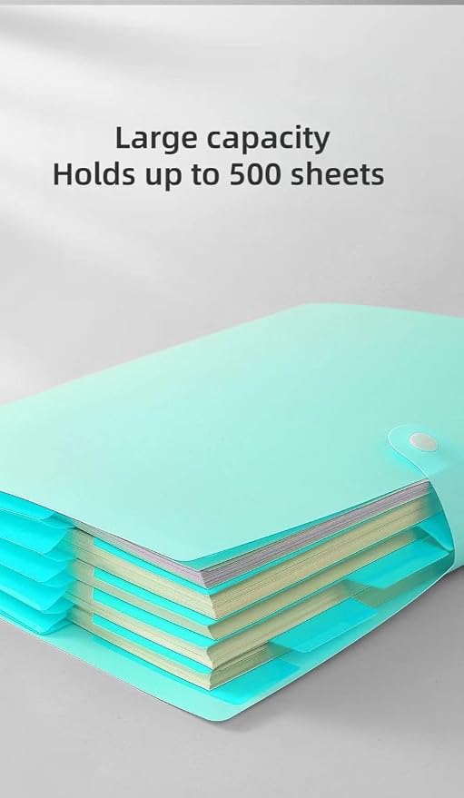 Green Accordion File Folder,8 Pockets Expanding File Organize with Labels,A4 Letter Size Paper Document Receipt Organizer Accordion Filing Folder for Classroom,Home,Office
