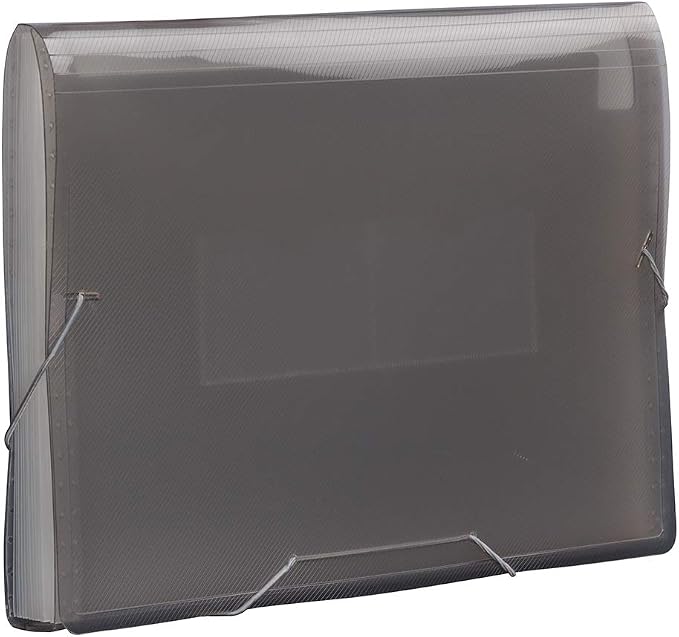 JAM PAPER Accordion Folders - 13 Pocket Plastic Expanding File - Legal Size - 10 x 15 - Smoke Grey - 2/Pack