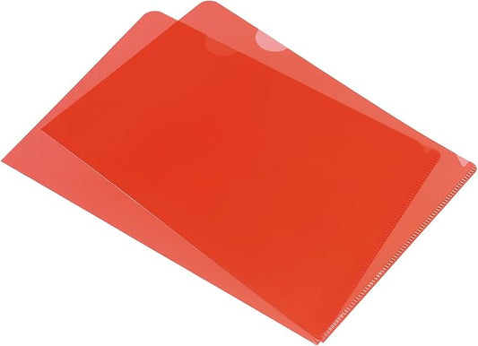 PATIKIL L Type Folders, 24 Pack A5 8.8 x 6.3 Plastic File Project Pockets Clear Paper Document Jacket Sleeve for Office, Red