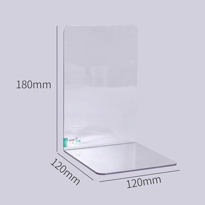 2 PCS Clear Bookends Acrylic Book Ends for Heavy Books Non Slip Book Stopper Holder Decorative Desk Shelf Organizer for Office Home School (Clear)