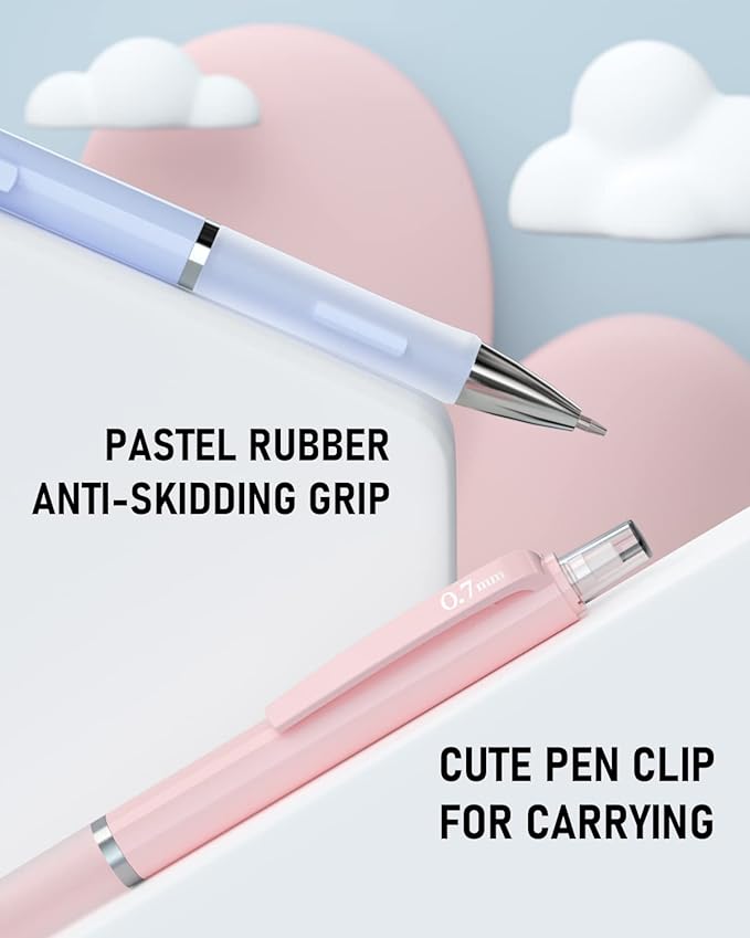 Nicpro 6PCS Pastel Mechanical Pencil Set, Cute Mechanical Pencils 0.5 mm & 0.7 mm & 0.9 mm with 360PCS HB Lead Refills, Eraser, Eraser Refill for Student Writing Drawing Sketching Drafting with Case