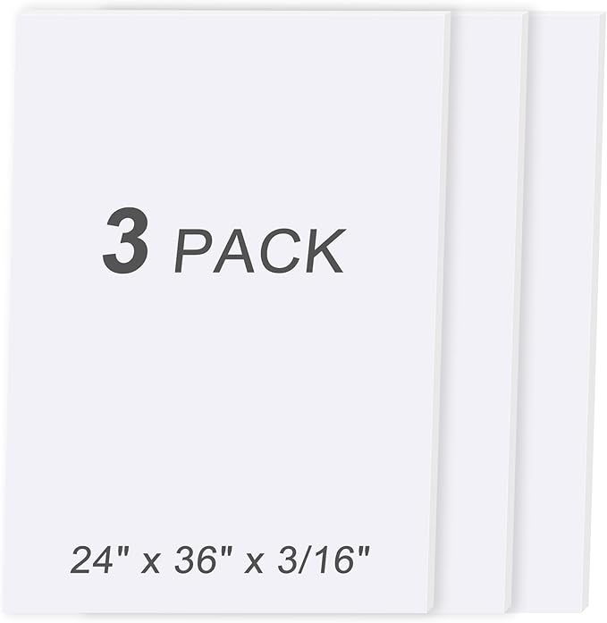 MYFAMIREA 3 Pack White Foam Board 24" x 36", 3/16" (5MM) Thick Board Poster Acid-Free Foam Core, Double Sided Foamboard Sheets for Projects, Art, Craft, Presentations and Wedding Signage
