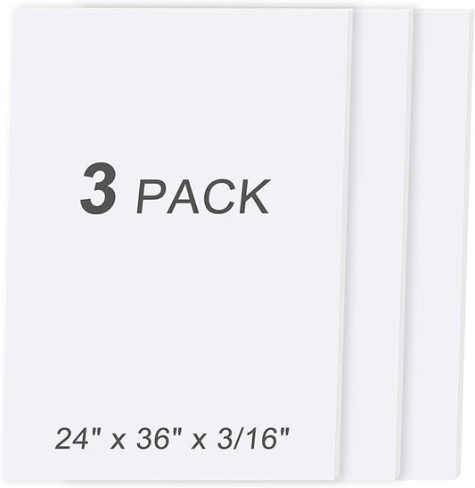 MYFAMIREA 3 Pack White Foam Board 24" x 36", 3/16" (5MM) Thick Board Poster Acid-Free Foam Core, Double Sided Foamboard Sheets for Projects, Art, Craft, Presentations and Wedding Signage