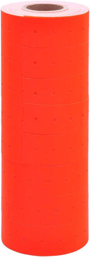 Fluorescent Red Labels with No Tamper Proof Slits to fit Towa® GS Series/Halmark/Century Price Guns 16 Pack (Free Ink roll Included)