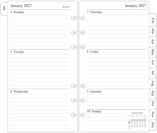 newestor 2027 Weekly & Monthly Planner Refill, 3-3/4" x 6-3/4", Jan 2027 - Dec 2027, Personal/Compact/Size 3