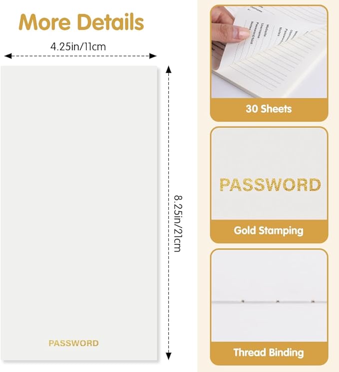 Pocket Planner Notebook, Password Planner Refills, 30Sheets, 8.25x4.25inches Regular TN Journal Notebooks, Travelers Notebook Insert Refills for Journals,Diaries,Planners
