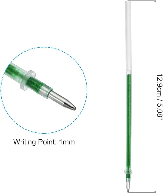 PATIKIL 1mm Gel Pens Refills, 24 Pack Sparkle Metallic Ink Bold Point for Adults Coloring Books Scrapbooking Art Drawing Journaling, Green