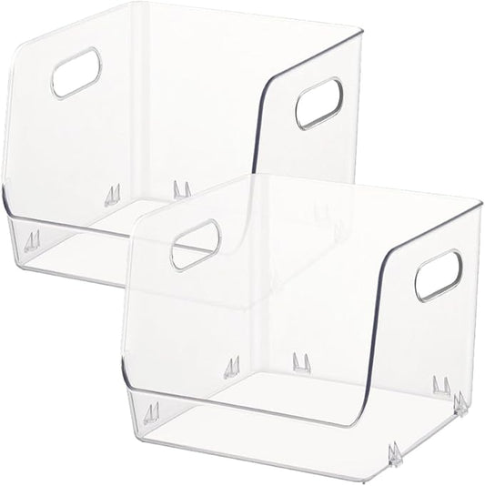 STAHAD 2pcs Portable Stackable Desktop Storage Organizer Boxes Small Size Multi-purpose Household Storage Containers for Makeup, Office Supplies, and Bedroom Use