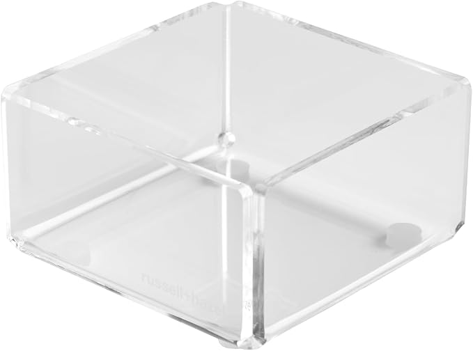 russell+hazel Fine Line Acrylic 3x3 Bloc, Clear Small Drawer Organizer for Office Supplies, Paperclips, Hair Ties, Makeup Brushes & Art Tools, Thinner High-Quality Acrylic Storage Bin