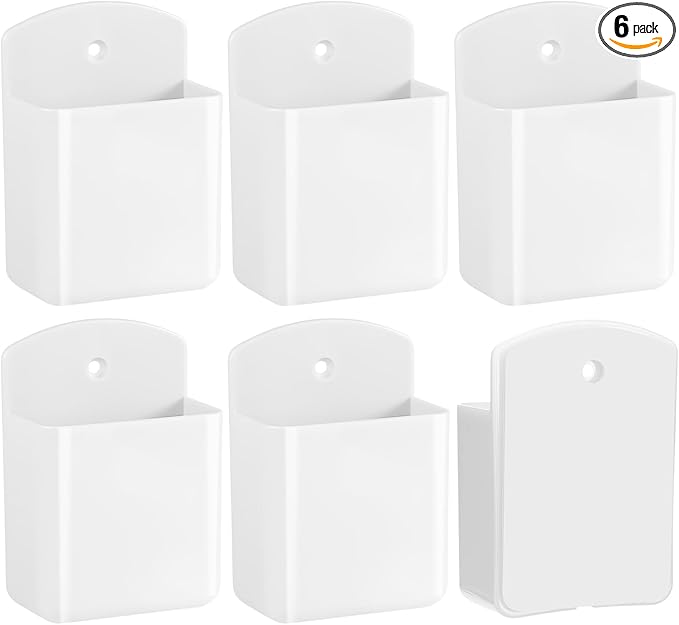 Leinuosen 6 Pcs Remote Control Holder Wall Mount Self Adhesive TV Controller Holder White TV Remote Organizer Wall Pen Organizer for Home Office School Storage Accessories